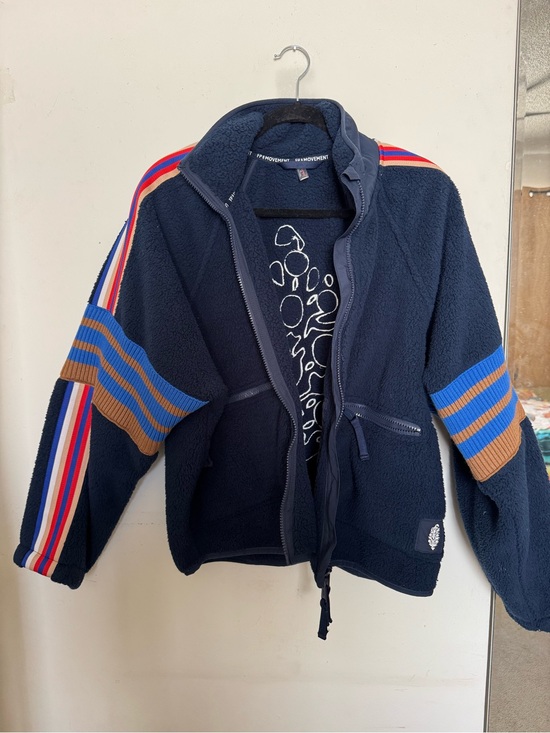 FP Movement by Free People Jackets & Blazers - Navy Sherpa Free People Zip-Up Jacket
